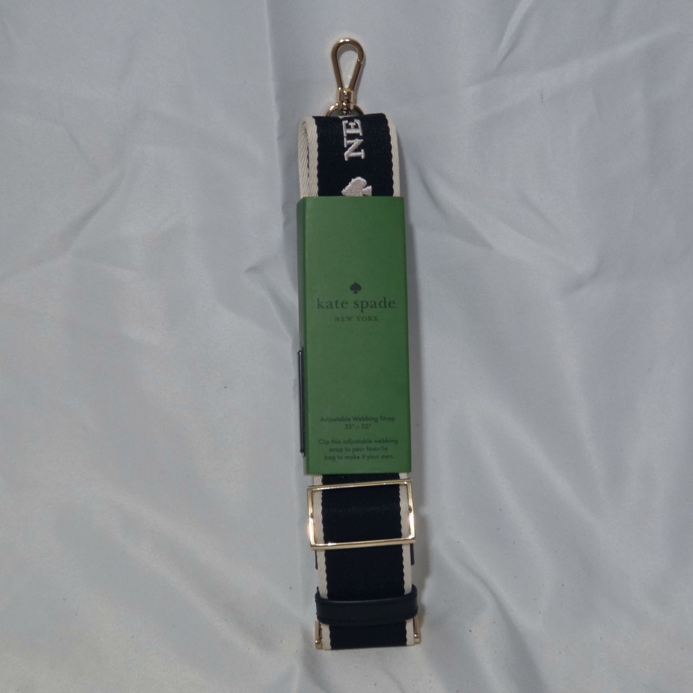 Kate Spade Black and Cream Logo Bag Strap.